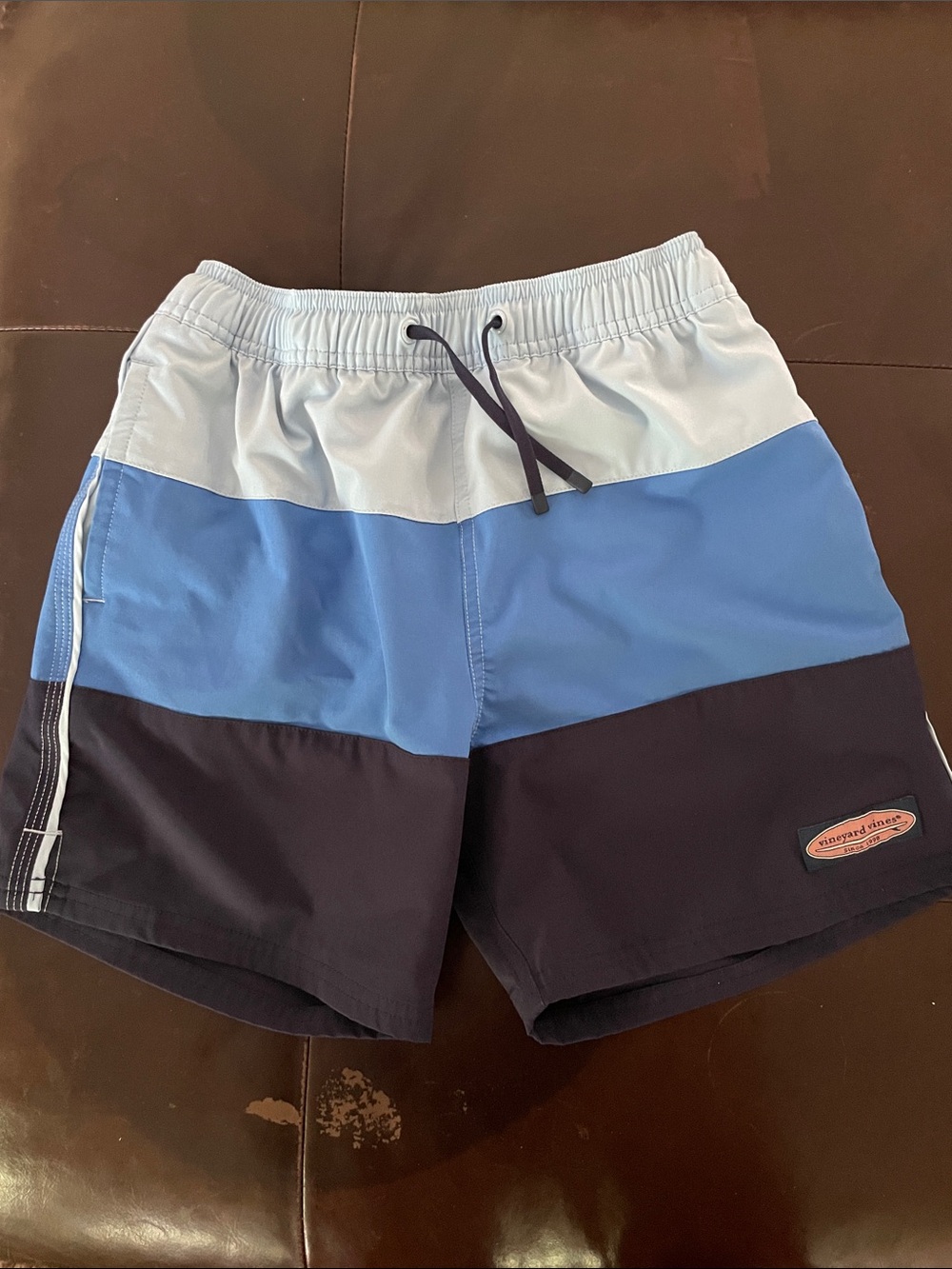 Vineyard Vines Boys Light Blue & Royal Blue Colorblock Swim Trunks